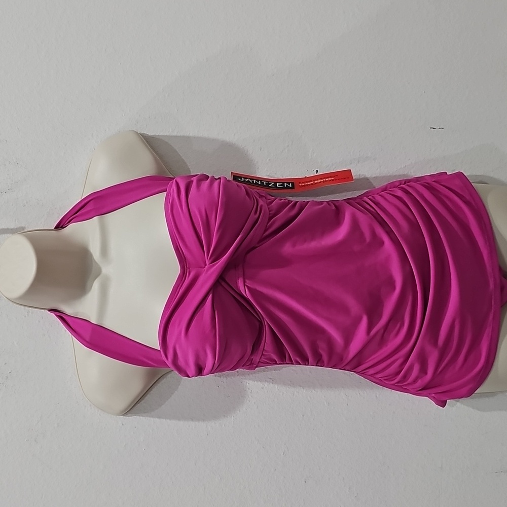 Jantzen One Piece Skirted Swim Bathing Suit Womens Pink Ruching Wrap  Size 8